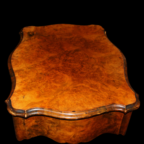 A Victorian Burr Walnut Serpentine Work Table image-4