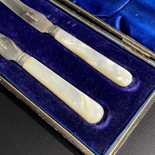 Boxed Pair of Butter Knives with Silver Blades image-3