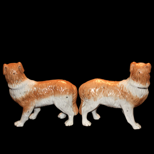 Late 19th Century Staffordshire Pottery Spaniels in Standing Pose image-4