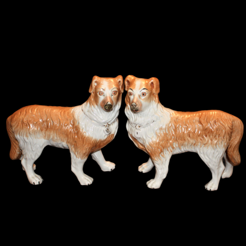 Late 19th Century Staffordshire Pottery Spaniels in Standing Pose image-2