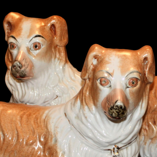 Late 19th Century Staffordshire Pottery Spaniels in Standing Pose image-3