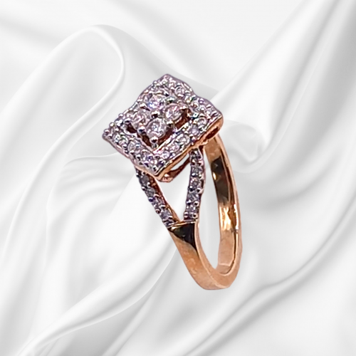 Gold Multi Diamond Art Deco Design Ring image-1