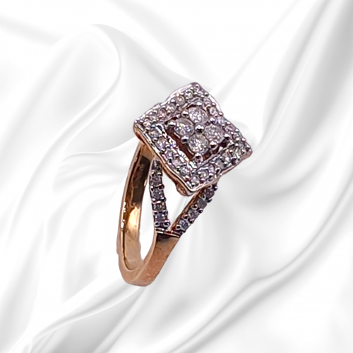 Gold Multi Diamond Art Deco Design Ring image-3