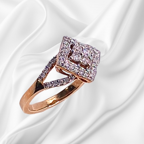 Gold Multi Diamond Art Deco Design Ring image-4