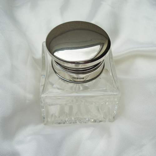 Silver Top Glass Inkwell image-1