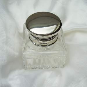 Silver Top Glass Inkwell