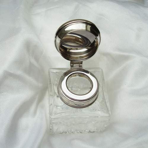 Silver Top Glass Inkwell image-2