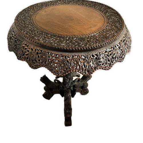 A 19th Century Extensively Carved Anglo Indian Hardwood Table image-2