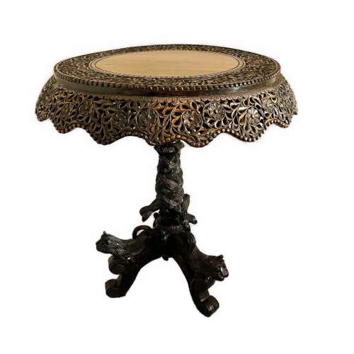 A 19th Century Extensively Carved Anglo Indian Hardwood Table image-1