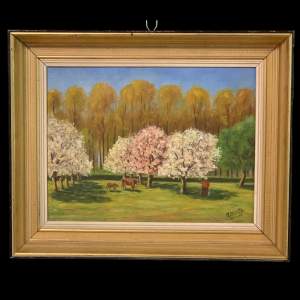 French Oil Painting of Blossom
