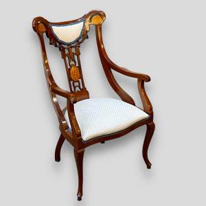 Victorian Carved Inlaid Armchair