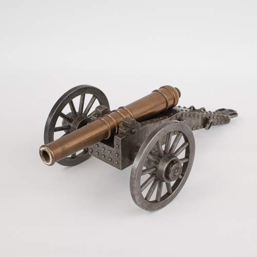An Antique Bronze and Steel Model of a Cannon image-1