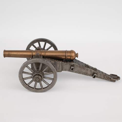 An Antique Bronze and Steel Model of a Cannon image-2