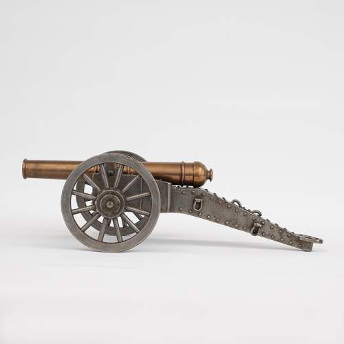 An Antique Bronze and Steel Model of a Cannon image-3