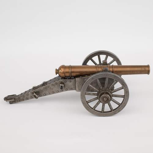 An Antique Bronze and Steel Model of a Cannon image-4