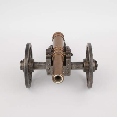 An Antique Bronze and Steel Model of a Cannon image-5