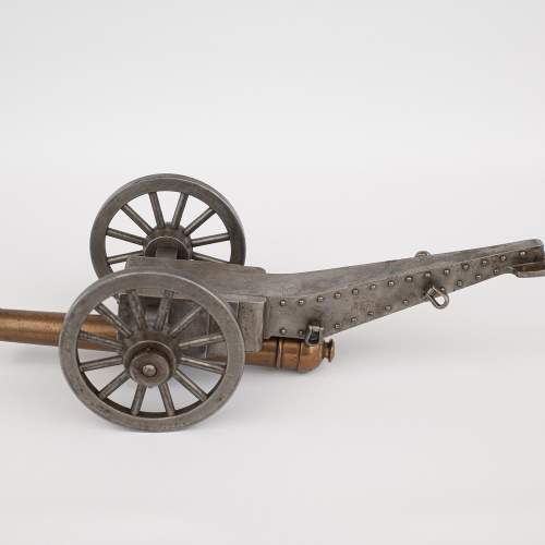An Antique Bronze and Steel Model of a Cannon image-6