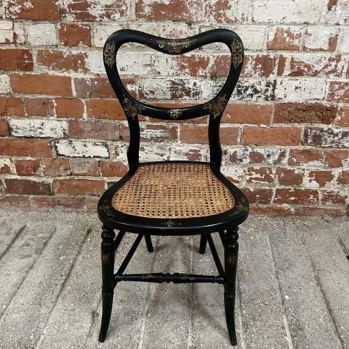 Victorian Original Hand Painted Ebonised Balloon Back Chair image-1