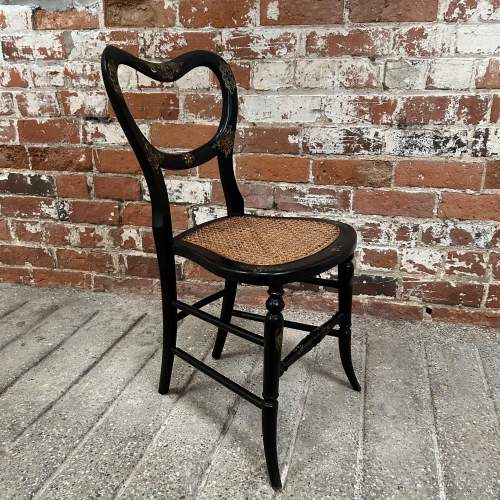 Victorian Original Hand Painted Ebonised Balloon Back Chair image-3