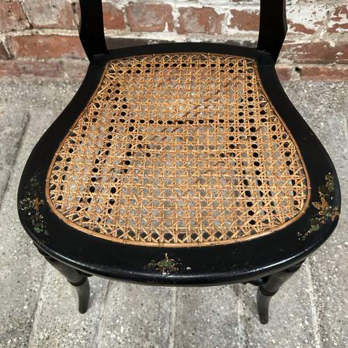 Victorian Original Hand Painted Ebonised Balloon Back Chair image-6