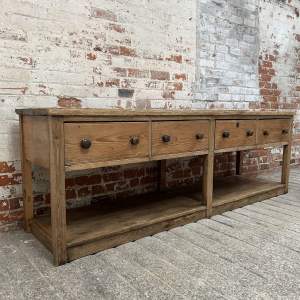 Large 2.48m Victorian Pine Four Drawer Pot Board Dresser Base