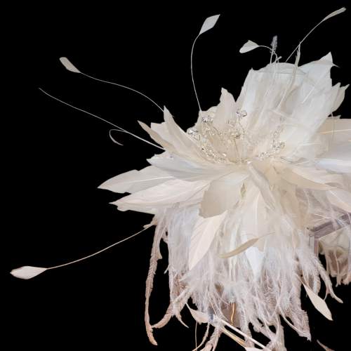 Bridal Feather & Rhinestone Unique Fascinator image-2