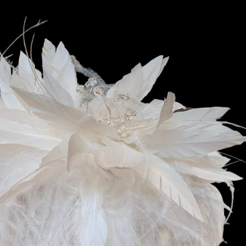 Bridal Feather & Rhinestone Unique Fascinator image-4