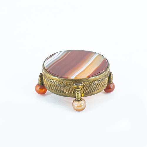 Antique Continental Banded Agate and Gilt Metal Mounted Box image-1