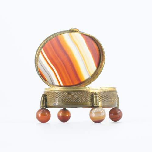Antique Continental Banded Agate and Gilt Metal Mounted Box image-3