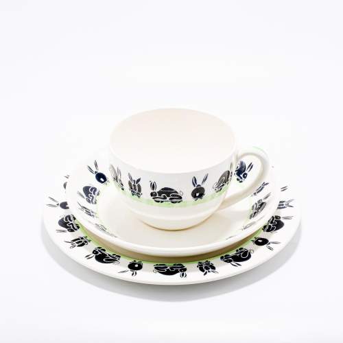 A Rare and Unusual Wedgwood Rabbits Pattern Trio image-4