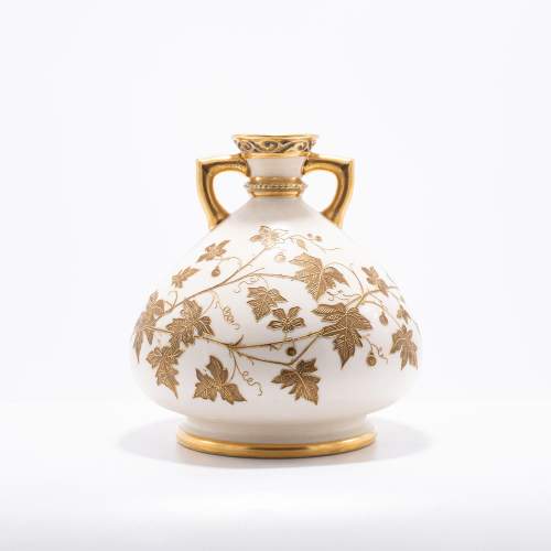 A Good Size Antique Royal Worcester Twin Handled Vase image-1