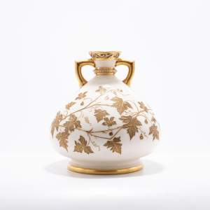 A Good Size Antique Royal Worcester Twin Handled Vase