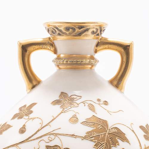 A Good Size Antique Royal Worcester Twin Handled Vase image-4