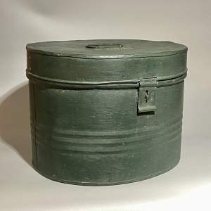 Painted Green Metal Hat Box