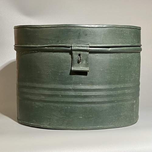 Painted Green Metal Hat Box image-2