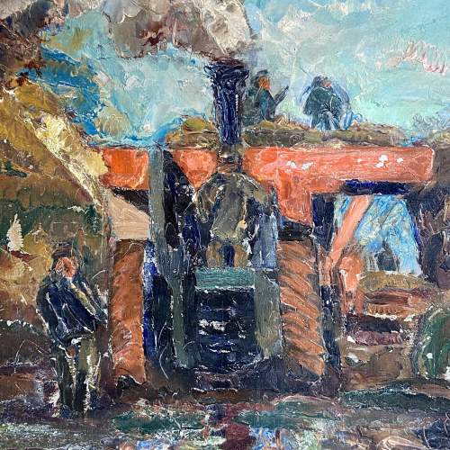 Oil on Board Threshing in Lincolnshire by James Arundel image-2