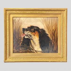 Oil on Millboard of a Spaniel by Alfred Wheeler Jr (1851 - 1932)