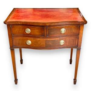 Serpentine Fronted Mahogany Three Drawer Writing Table