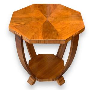 Art Deco 1930s Walnut Octagonal  Side Table
