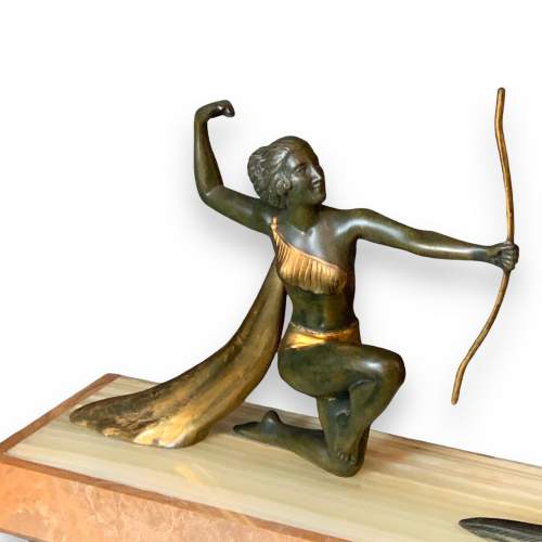 Art Deco 1930s Spelter Figure Group of Diana the Huntress image-2