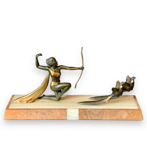 Art Deco 1930s Spelter Figure Group of Diana the Huntress image-4