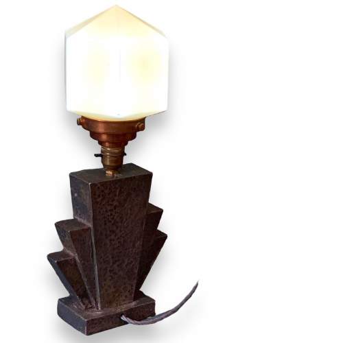 Art Deco Pewter Table Lamp image-6