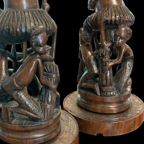 Pair of African Carved Wooden Lampbases image-6