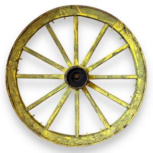 Yellow Painted Wooden Cart Wheel