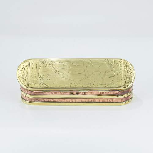 Early 18th Century Dutch Brass and Copper Tobacco Box image-1