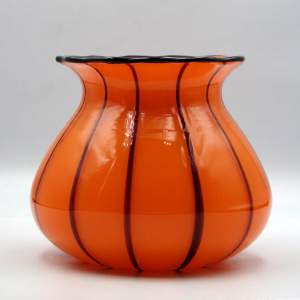 Loetz Glass 1920s Orange Stripe Tango Glass Vase Michael Powolny