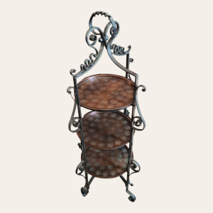 Art Nouveau Wrought Iron Cake Stand with Copper Trays