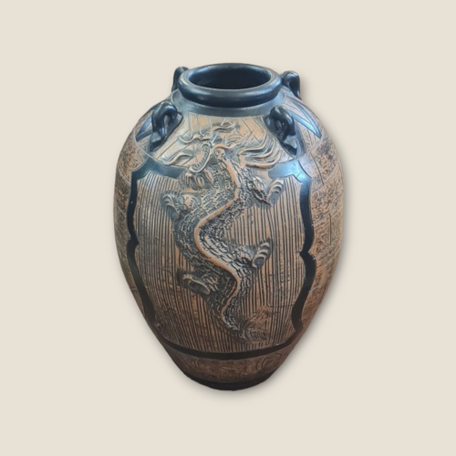 Mid Century Large Terracotta Chinese Dragon Urn image-1