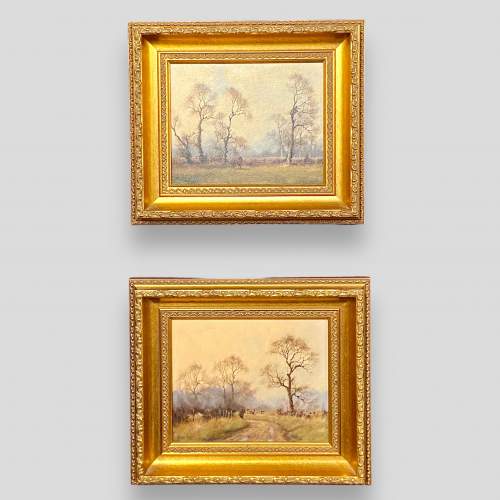 Signed Pair of Oil on Board Paintings by James Wright image-1