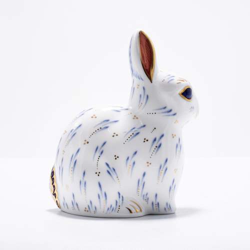 A Royal Crown Derby Ceramic Snowy Rabbit Paperweight image-2
